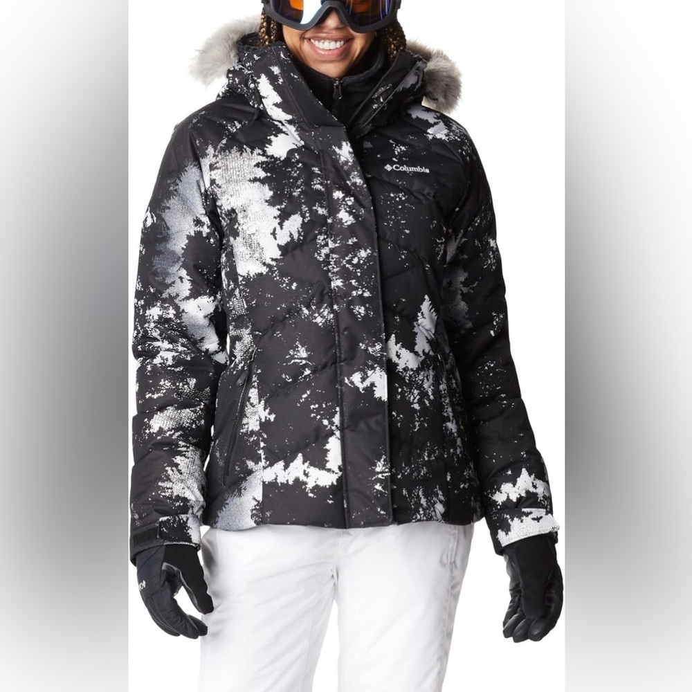 Columbia Womens Lay D Down II Jacket S Black Quilted Faux Fur Hooded WK0913-106